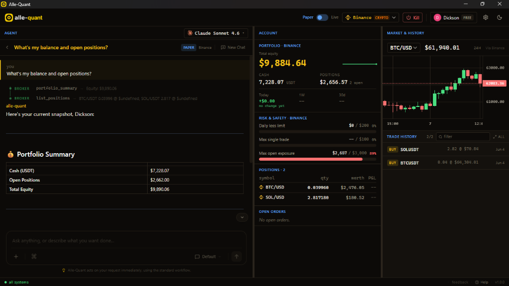 Account balance natural language query in Alle-Quant